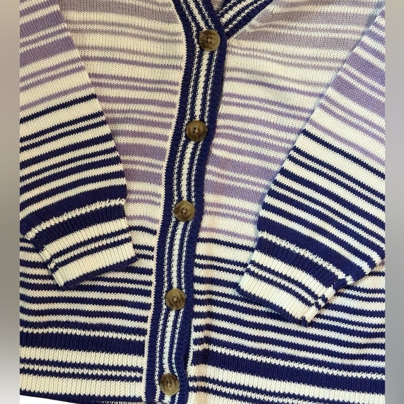 NINE WEST Women's Ombre Striped Button Up Sweater Size Large - Picture 3 of 7